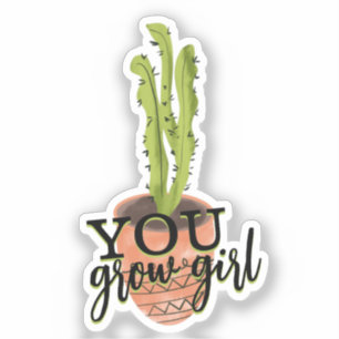 You Grow Girl Hand Drawn Cactus Plant