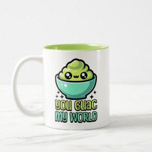You Guac My World! Cute Guacamole Pun Two-Tone Coffee Mug