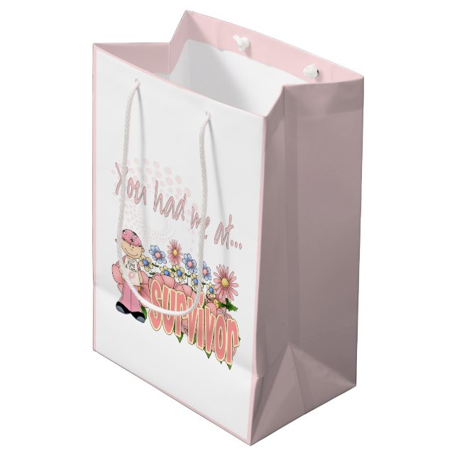 You Had Me At Cancer Survivor Medium Gift Bag (Front Angled)