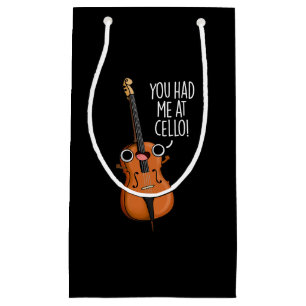 You Had Me At Cello Funny Music Pun Dark BG Small Gift Bag