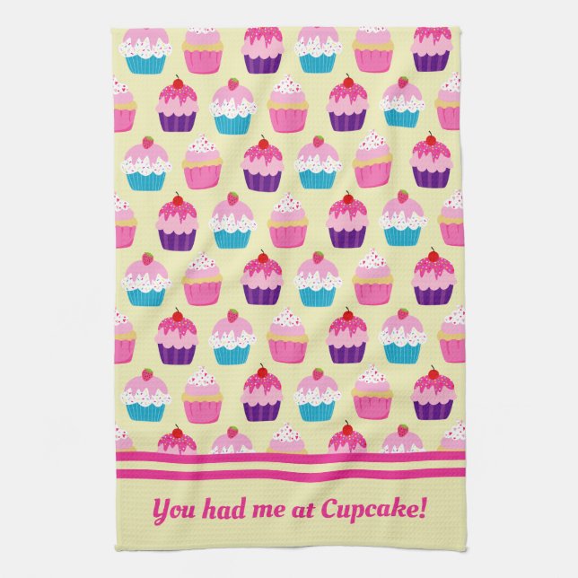 You Had Me At Cupcake  Tea Towel (Vertical)