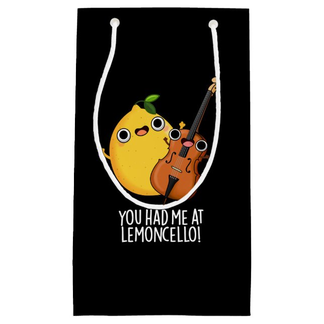 You Had Me At Lemon-cello Funny Drink Pun Dark BG Small Gift Bag (Front)