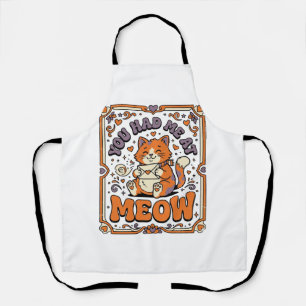 You Had Me At Meow Cat Valentine Love Vintage Vect Apron