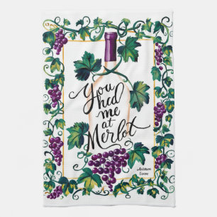 You Had Me At Merlot Custom Purple Vino Tea Towel