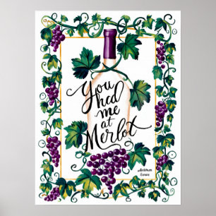 You Had Me At Merlot Wine Lover Custom Poster