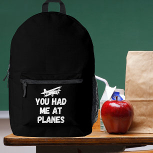You Had me at Planes, Funny, Simple Aviation Printed Backpack