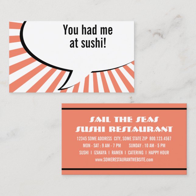 you had me at sushi business card (Front/Back)