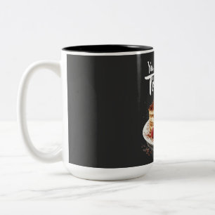 You Had Me at Tiramisu – Fun Food Print Two-Tone Coffee Mug