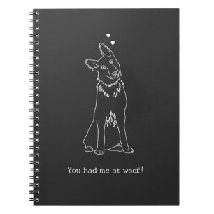 You Had me at Woof Dog Lover Simple Outline Design Notebook