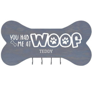 You Had Me at Woof Gray Dog Bone Leash Rack