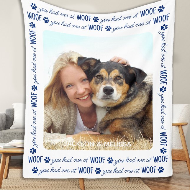 You Had Me At WOOF Personalised Dog Lover Photo Fleece Blanket (Creator Uploaded)