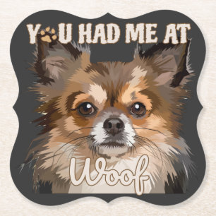 You Had Me At Woof Pomeranian Dog Lovers Paper Coaster