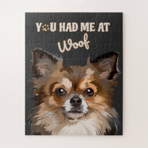 You had me at woof text dog portrait jigsaw puzzle