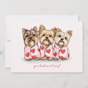 You Had Me At Woof Valentines Day Yorkie Dogs Holiday Card