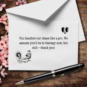 You Handled Our Chaos Like a Wedding Pro Thank You Card