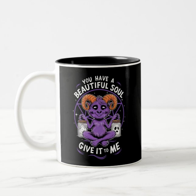 You Have a Beautiful Soul Satanic Baphomet  Two-Tone Coffee Mug (Left)