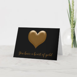 You Have a Heart of Gold Elegant Black Gold Heart Holiday Card