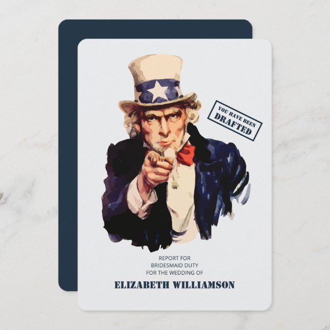 You Have Been Drafted! Bridesmaid Duty Invitation (Front/Back)