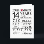 You Have Been Loved 14th Birthday Card<br><div class="desc">This birthday card is the perfect way to show just how long you have loved someone on their birthday. Mark that special day with a milestone birthday card.</div>