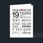 You Have Been Loved 19th Birthday Card<br><div class="desc">This birthday card is the perfect way to show just how long you have loved someone on their birthday. Mark that special day with a milestone birthday card.</div>