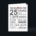 You Have Been Loved 25th Birthday Card<br><div class="desc">This birthday card is the perfect way to show just how long you have loved someone on their birthday. Mark that special day with a milestone birthday card.</div>