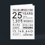 You Have Been Loved 25th Birthday Card<br><div class="desc">This birthday card is the perfect way to show just how long you have loved someone on their birthday. Mark that special day with a milestone birthday card.</div>