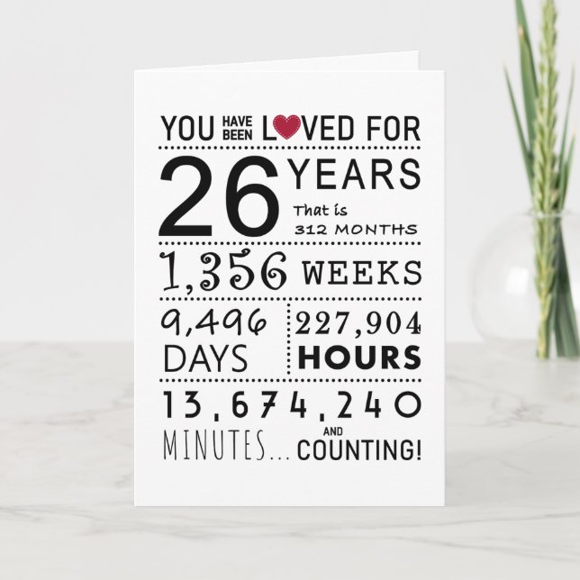 You Have Been Loved 26th Birthday Card (Front)