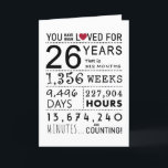 You Have Been Loved 26th Birthday Card<br><div class="desc">This birthday card is the perfect way to show just how long you have loved someone on their birthday. Mark that special day with a milestone birthday card.</div>