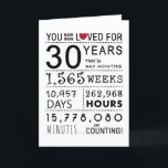 You Have Been Loved 30th Birthday Card<br><div class="desc">This birthday card is the perfect way to show just how long you have loved someone on their birthday. Mark that special day with a milestone birthday card.</div>