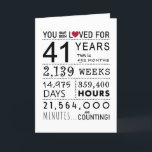 You Have Been Loved 41st Birthday Card<br><div class="desc">This birthday card is the perfect way to show just how long you have loved someone on their birthday. Mark that special day with a milestone birthday card.</div>