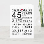 You Have Been Loved 45th Birthday Card<br><div class="desc">This birthday card is the perfect way to show just how long you have loved someone on their birthday. Mark that special day with a milestone birthday card.</div>