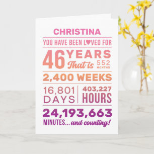 You Have Been Loved 46 Years, Custom Name Birthday Card