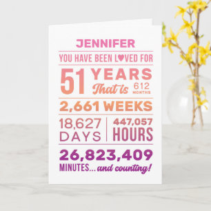 You Have Been Loved 51 Years, Custom Name Birthday Card
