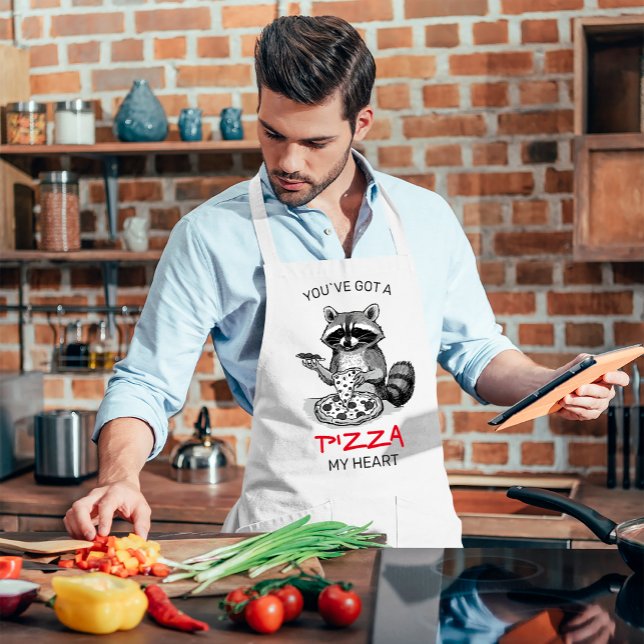You Have Got A Pizza My Heart | Racoon  Apron (#PizzaMyHeart #foodlovergift #raccoonlovergift #raccooneatingpizza)
