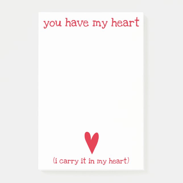 You have my heart | Poem by E.E. Cummings Post-it Notes (Front)