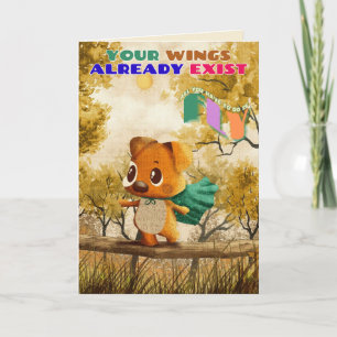You Have Wings Just Fly Tiny Dog Inspiring Quote Card