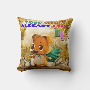 You Have Wings Just Fly Tiny Dog Inspiring Quote Cushion