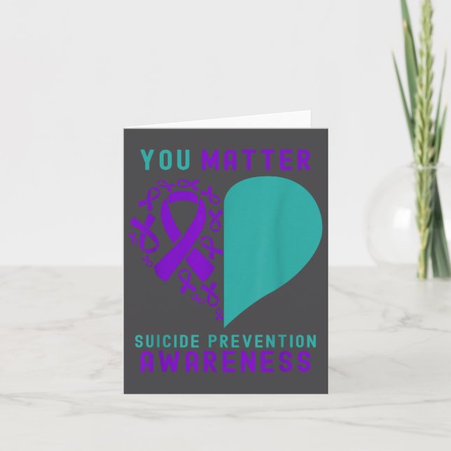 You - Heart &amp; Ribbon Design Suicide Prevention Card (Front)