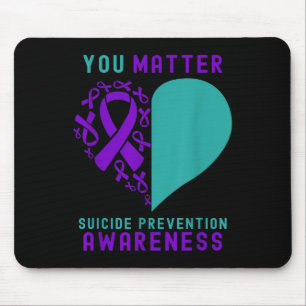 You - Heart &amp; Ribbon Design Suicide Prevention Mouse Pad