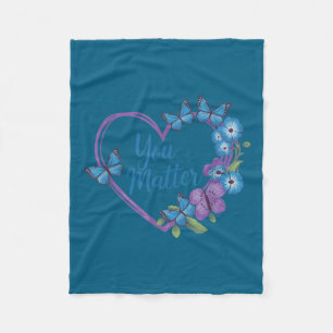 You Heart Suicide Prevention Awareness  Fleece Blanket