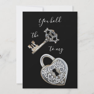 You hold the key to my heart black Valentine's Holiday Card