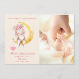 You hung the Moon Bunny Photo Birth Announcement