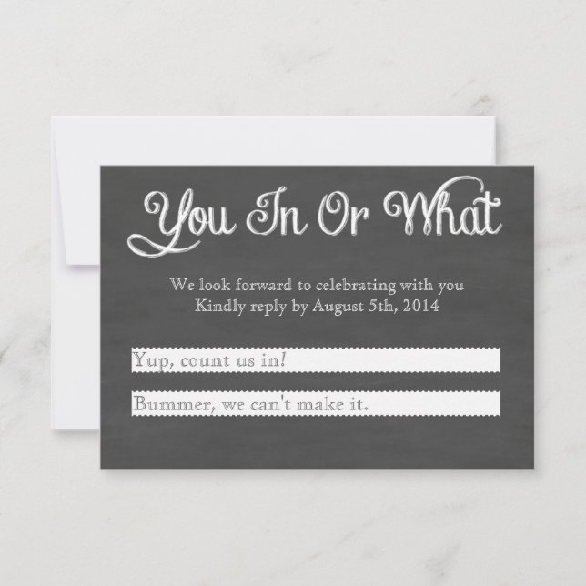 You In? Chalkboard RSVP Card (Front)