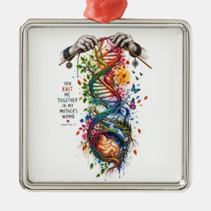 You Knit Me Together – Psalm 139:13 Mother & Baby Metal Ornament