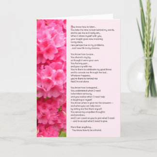 You Know How To Listen...Friendship Card
