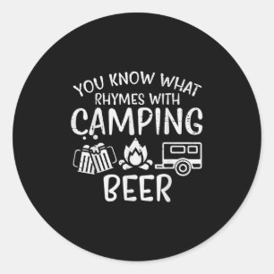 You Know What Rhymes With Camping Funny Camper Dad Classic Round Sticker