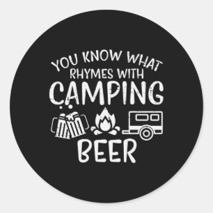 You Know What Rhymes With Camping Funny Camper Dad Classic Round Sticker