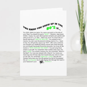 You know you grew up in the 80's if... card