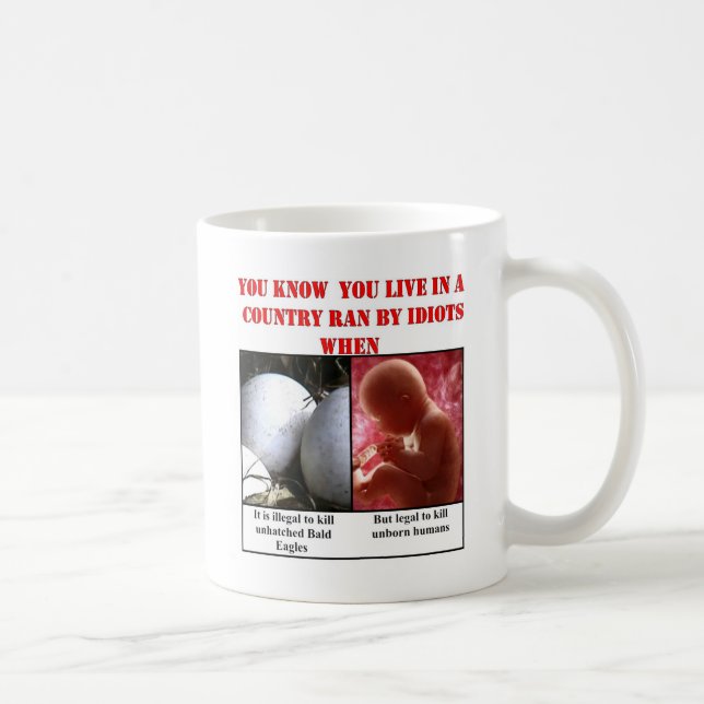 YOU KNOW YOU LIVE IN A COUNTRY RAN BY IDIOTS WHEN COFFEE MUG (Right)