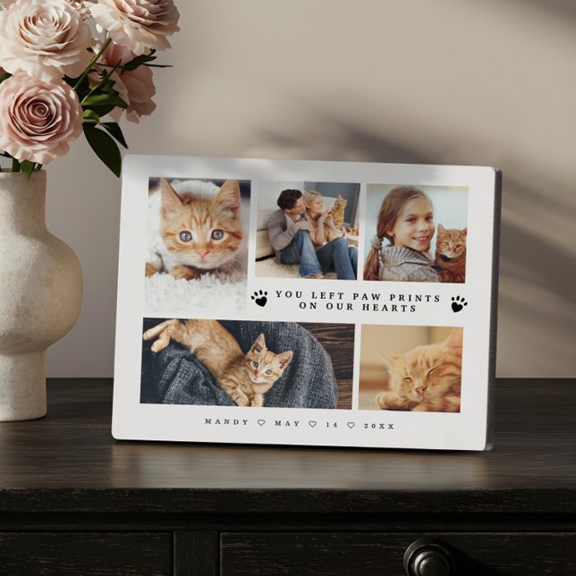You Left Paw Prints On Our Hearts Photo Collage Plaque (You Left Paw Prints On Our Hearts Photo Collage Plaque)